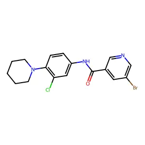 5-bromo-N-[3-chloro-4-(piperidin-1-yl)phenyl]pyridine-3-carboxamide structure
