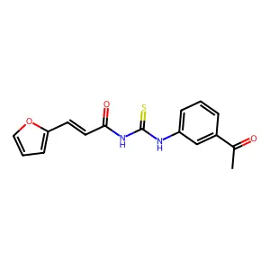 (E)-N-[(3-acetylphenyl)carbamothioyl]-3-(furan-2-yl)prop-2-enamide structure