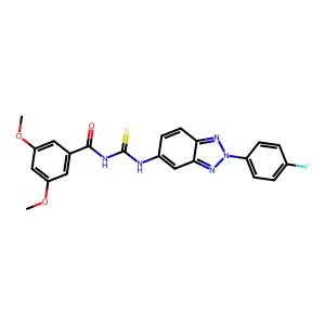 N-[[2-(4-fluorophenyl)benzotriazol-5-yl]carbamothioyl]-3,5-dimethoxybenzamide structure