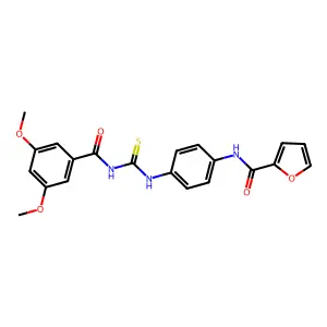 N-[4-[(3,5-dimethoxybenzoyl)carbamothioylamino]phenyl]furan-2-carboxamide structure