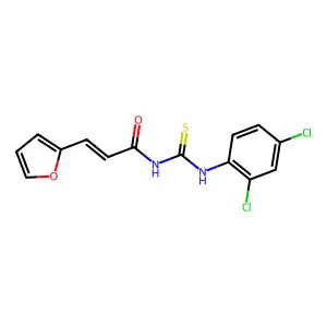 (E)-N-[(2,4-dichlorophenyl)carbamothioyl]-3-(furan-2-yl)prop-2-enamide structure