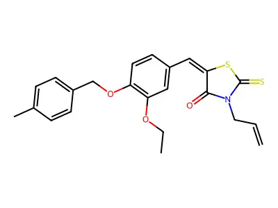 (5E)-5-[[3-ethoxy-4-[(4-methylphenyl)methoxy]phenyl]methylidene]-3-prop-2-enyl-2-sulfanylidene-1,3-thiazolidin-4-one structure