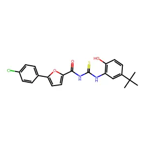 N-[(5-tert-butyl-2-hydroxyphenyl)carbamothioyl]-5-(4-chlorophenyl)furan-2-carboxamide structure