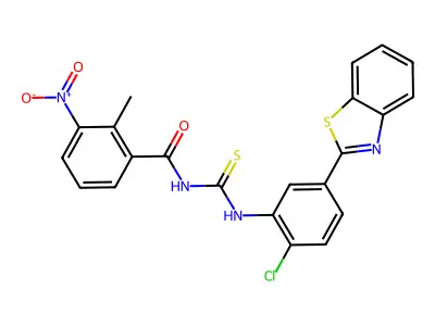 N-[[5-(1,3-benzothiazol-2-yl)-2-chlorophenyl]carbamothioyl]-2-methyl-3-nitrobenzamide structure