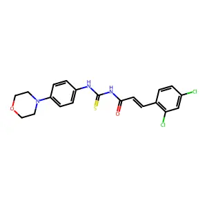 (2E)-3-(2,4-dichlorophenyl)-N-{[4-(morpholin-4-yl)phenyl]carbamothioyl}prop-2-enamide structure
