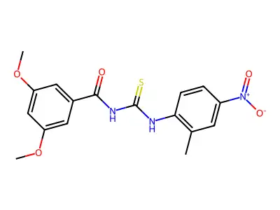 3,5-dimethoxy-N-[(2-methyl-4-nitrophenyl)carbamothioyl]benzamide structure