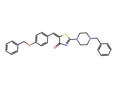 (5E)-5-[4-(benzyloxy)benzylidene]-2-(4-benzylpiperazin-1-yl)-1,3-thiazol-4(5H)-one structure