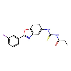 N-[[2-(3-iodophenyl)-1,3-benzoxazol-5-yl]carbamothioyl]propanamide structure