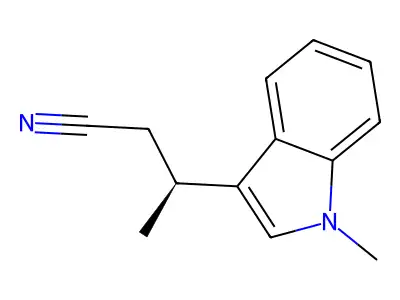 (3R)-3-(1-methyl-1H-indol-3-yl)butanenitrile structure
