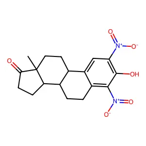 3-hydroxy-2,4-dinitroestra-1(10),2,4-trien-17-one structure