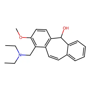 Dibenzo(a,e)cycloheptatrien-5-ol, 1-(diethylamino)methyl-2-methoxy- structure