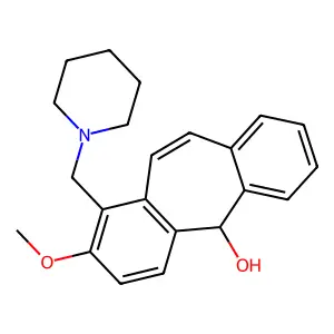 Dibenzo(a,e)cycloheptatrien-5-ol, 2-methoxy-1-piperidinomethyl- structure