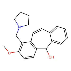 Dibenzo(a,e)cycloheptatrien-5-ol, 2-methoxy-1-pyrrolidinylmethyl- structure