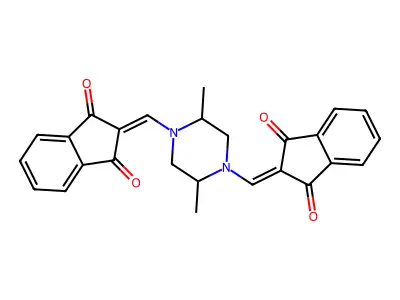 2-((4-((1,3-DIOXOINDAN-2-YLIDENE)METHYL)-2,5-DIMETHYLPIPERAZINYL)METHYLENE)INDANE-1,3-DIONE structure