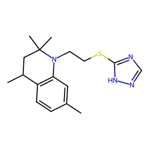 2,2,4,7-tetramethyl-1-[2-(1H-1,2,4-triazol-5-ylsulfanyl)ethyl]-3,4-dihydroquinoline structure