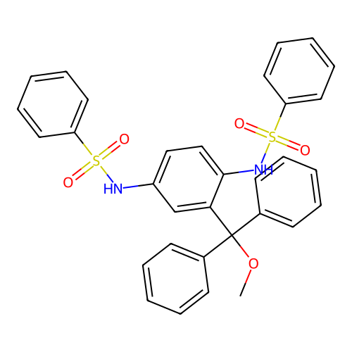 N-[4-(benzenesulfonamido)-3-[methoxy(diphenyl)methyl]phenyl]benzenesulfonamide structure