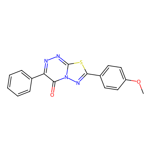 7-(4-methoxyphenyl)-3-phenyl-4H-[1,3,4]thiadiazolo[2,3-c][1,2,4]triazin-4-one structure