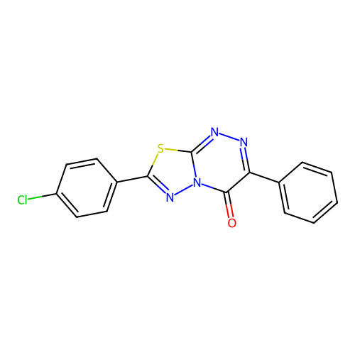7-(4-chlorophenyl)-3-phenyl-4H-[1,3,4]thiadiazolo[2,3-c][1,2,4]triazin-4-one structure