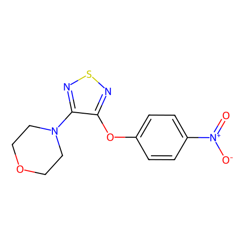 4-(4-{4-Nitrophenoxy}-1,2,5-thiadiazol-3-yl)morpholine structure