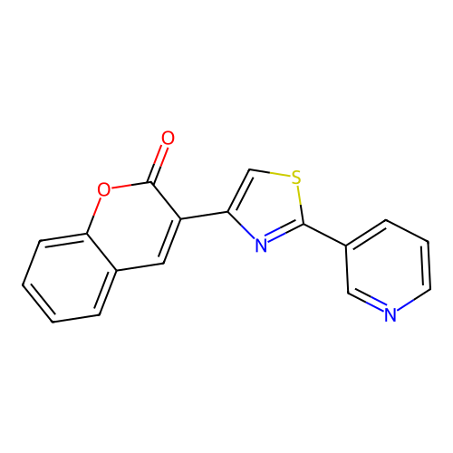3-[2-(3-pyridinyl)-1,3-thiazol-4-yl]-2H-chromen-2-one structure