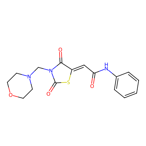 (Z)-2-(3-(morpholinomethyl)-2,4-dioxothiazolidin-5-ylidene)-N-phenylacetamide structure