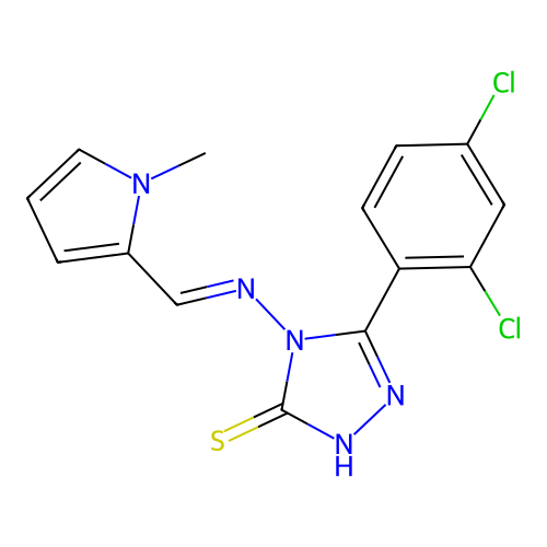 5-(2,4-dichlorophenyl)-4-{[(1-methyl-1H-pyrrol-2-yl)methylene]amino}-4H-1,2,4-triazole-3-thiol structure