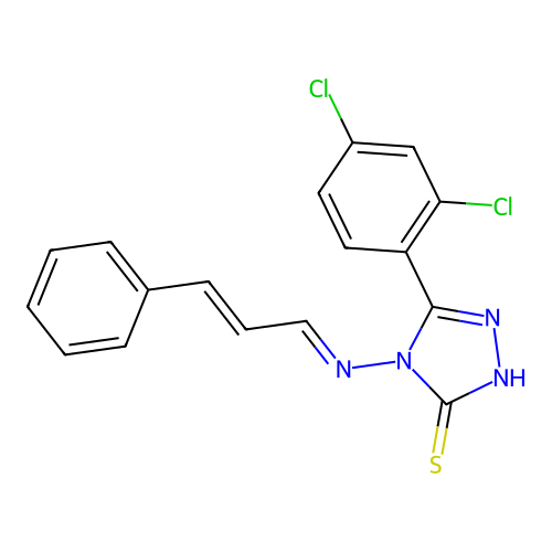 5-(2,4-dichlorophenyl)-4-((E)-((E)-3-phenylallylidene)amino)-4H-1,2,4-triazole-3-thiol structure