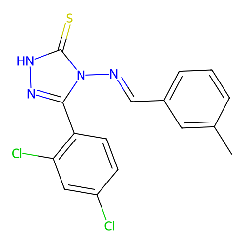 (E)-5-(2,4-dichlorophenyl)-4-((3-methylbenzylidene)amino)-4H-1,2,4-triazole-3-thiol structure