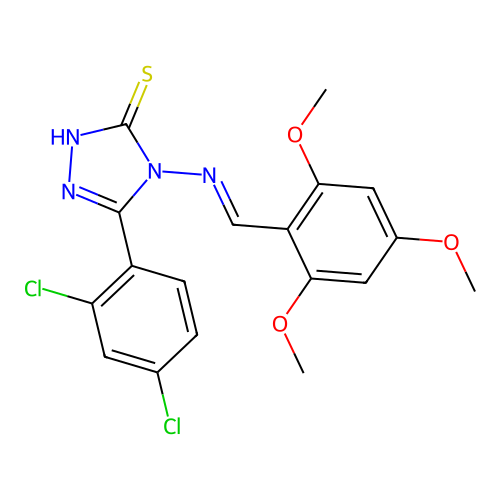 5-(2,4-dichlorophenyl)-4-[(2,4,6-trimethoxybenzylidene)amino]-4H-1,2,4-triazole-3-thiol structure