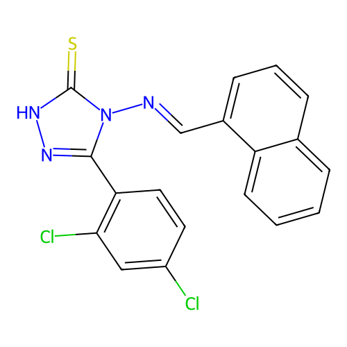 (E)-5-(2,4-dichlorophenyl)-4-((naphthalen-1-ylmethylene)amino)-4H-1,2,4-triazole-3-thiol structure