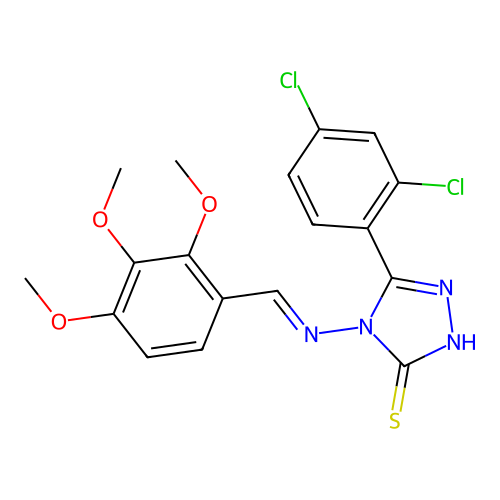 5-(2,4-dichlorophenyl)-4-[(2,3,4-trimethoxybenzylidene)amino]-4H-1,2,4-triazole-3-thiol structure