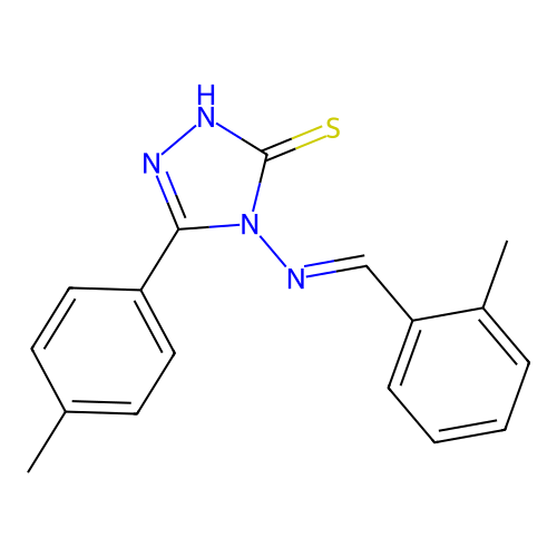(E)-4-((2-methylbenzylidene)amino)-5-(p-tolyl)-4H-1,2,4-triazole-3-thiol structure