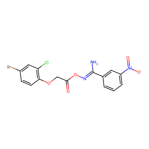 N'-{[(4-bromo-2-chlorophenoxy)acetyl]oxy}-3-nitrobenzenecarboximidamide structure