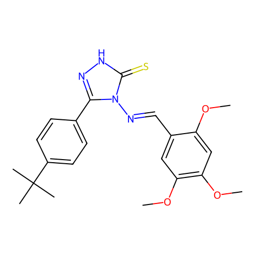 5-(4-tert-butylphenyl)-4-[(2,4,5-trimethoxybenzylidene)amino]-4H-1,2,4-triazole-3-thiol structure