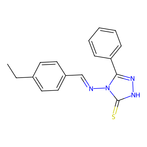 4-{[(E)-(4-ethylphenyl)methylidene]amino}-5-phenyl-4H-1,2,4-triazole-3-thiol structure