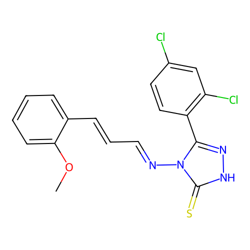 3-(2,4-dichlorophenyl)-4-[(E)-[(E)-3-(2-methoxyphenyl)prop-2-enylidene]amino]-1H-1,2,4-triazole-5-thione structure
