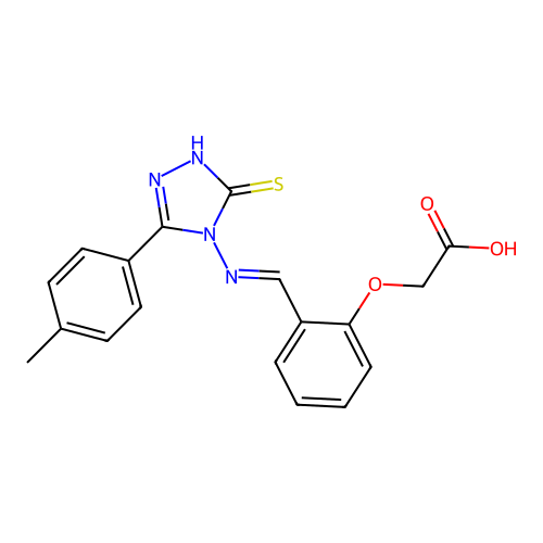 (2-(((3-MERCAPTO-5-(4-ME-PH)-4H-1,2,4-TRIAZOL-4-YL)IMINO)ME)PHENOXY)ACETIC ACID structure