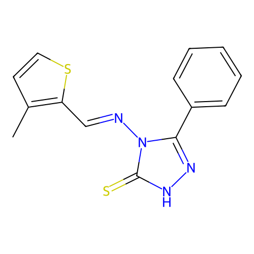 4-{[(3-methyl-2-thienyl)methylene]amino}-5-phenyl-4H-1,2,4-triazole-3-thiol structure