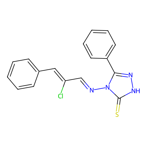 4-((2-Chloro-3-phenyl-2-propenylidene)amino)-5-phenyl-4H-1,2,4-triazole-3-thiol structure