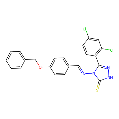 (E)-4-((4-(benzyloxy)benzylidene)amino)-5-(2,4-dichlorophenyl)-4H-1,2,4-triazole-3-thiol structure