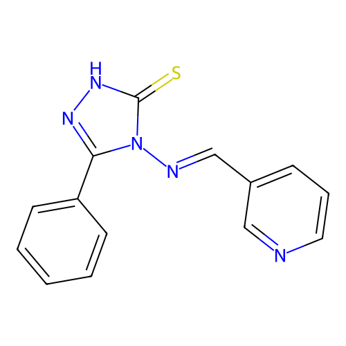 (E)-5-phenyl-4-((pyridin-3-ylmethylene)amino)-4H-1,2,4-triazole-3-thiol structure