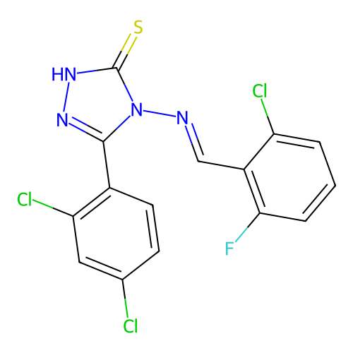 4-[(2-chloro-6-fluorobenzylidene)amino]-5-(2,4-dichlorophenyl)-4H-1,2,4-triazole-3-thiol structure