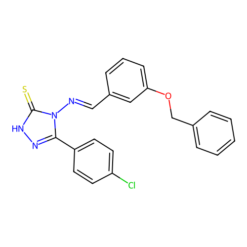 (E)-4-((3-(benzyloxy)benzylidene)amino)-5-(4-chlorophenyl)-4H-1,2,4-triazole-3-thiol structure