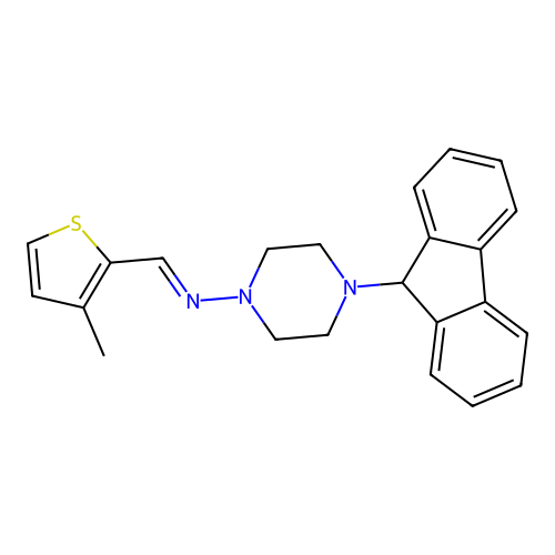 4-(9H-fluoren-9-yl)-N-[(3-methyl-2-thienyl)methylene]-1-piperazinamine structure