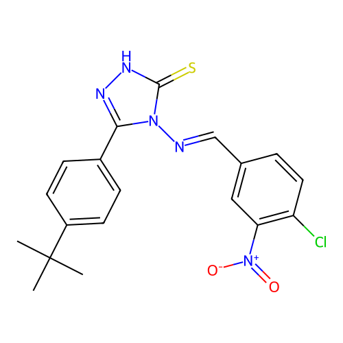 5-(4-tert-butylphenyl)-4-{[(E)-(4-chloro-3-nitrophenyl)methylidene]amino}-4H-1,2,4-triazole-3-thiol structure