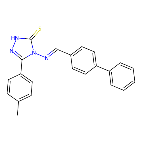 (E)-4-(([1,1'-biphenyl]-4-ylmethylene)amino)-5-(p-tolyl)-4H-1,2,4-triazole-3-thiol structure