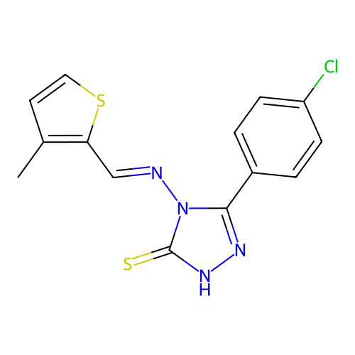 5-(4-CHLORO-PH)-4-(((3-ME-2-THIENYL)METHYLENE)AMINO)-4H-1,2,4-TRIAZOLE-3-THIOL structure