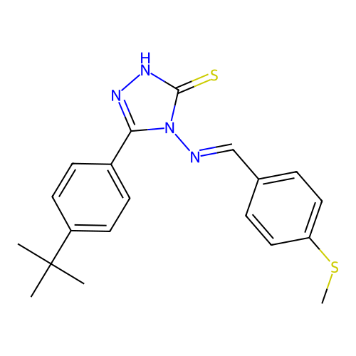 5-(4-tert-butylphenyl)-4-{[4-(methylthio)benzylidene]amino}-4H-1,2,4-triazole-3-thiol structure