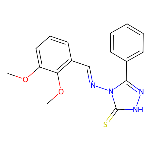 4-{[(E)-(2,3-dimethoxyphenyl)methylidene]amino}-5-phenyl-4H-1,2,4-triazole-3-thiol structure