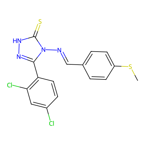 5-(2,4-dichlorophenyl)-4-{[4-(methylthio)benzylidene]amino}-4H-1,2,4-triazole-3-thiol structure